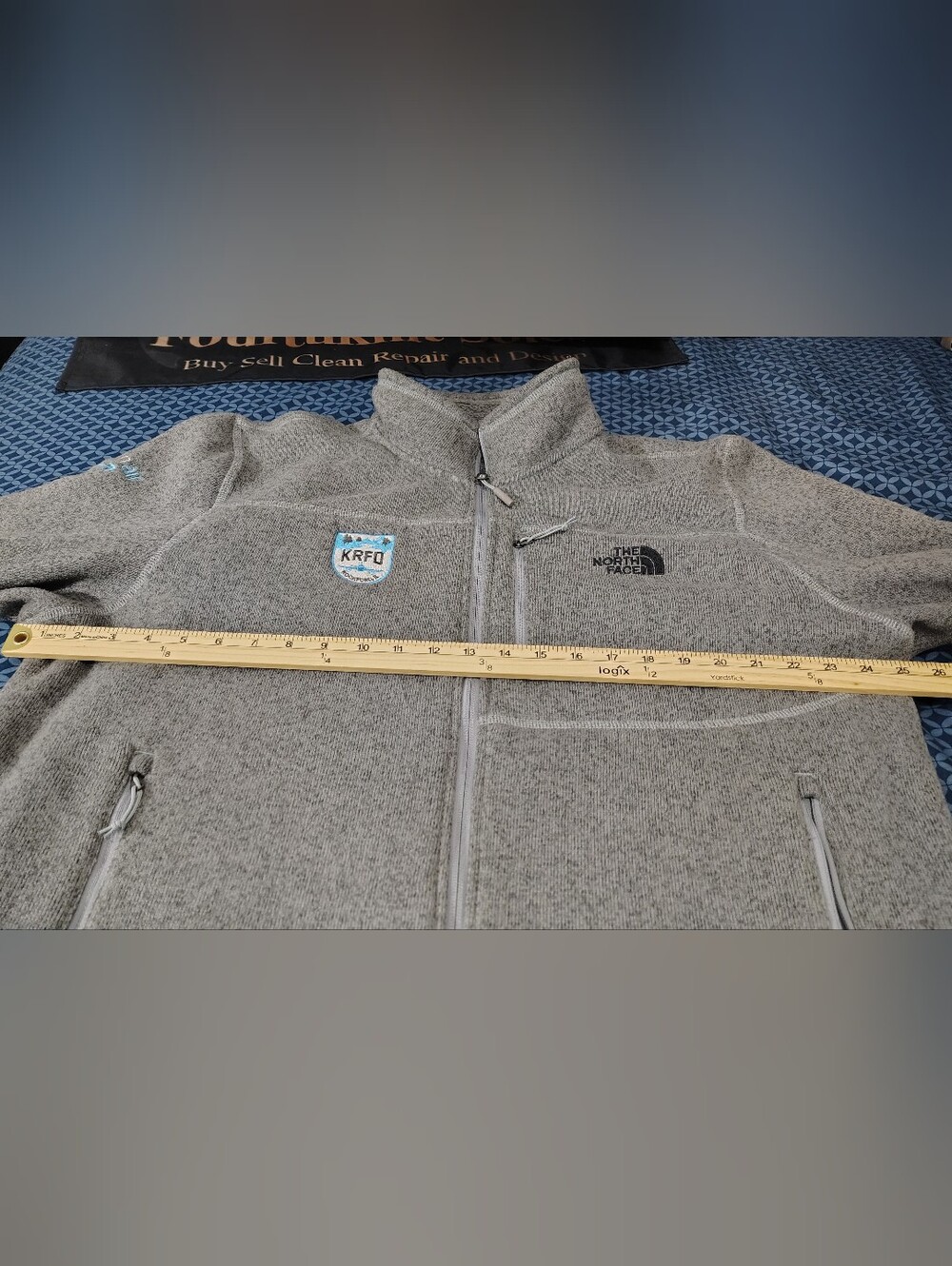 The North Face Light Gray Men's Full-Zip Fleece Jacket. Size 2XL. - Picture 3 of 12